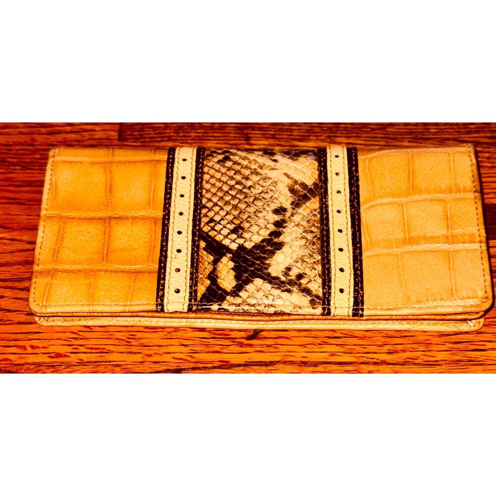 Brahmin Nova Taupe Grey Sand Bronze Snake Embossed Wallet
